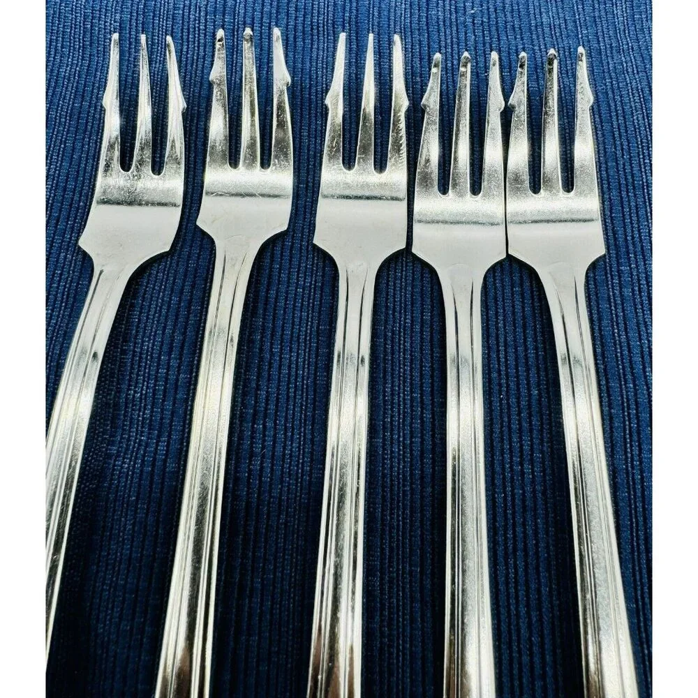 Ekco EKS7 Chevron Stainless Steel Flatware Cocktail Seafood Oyster Fork Set of 5